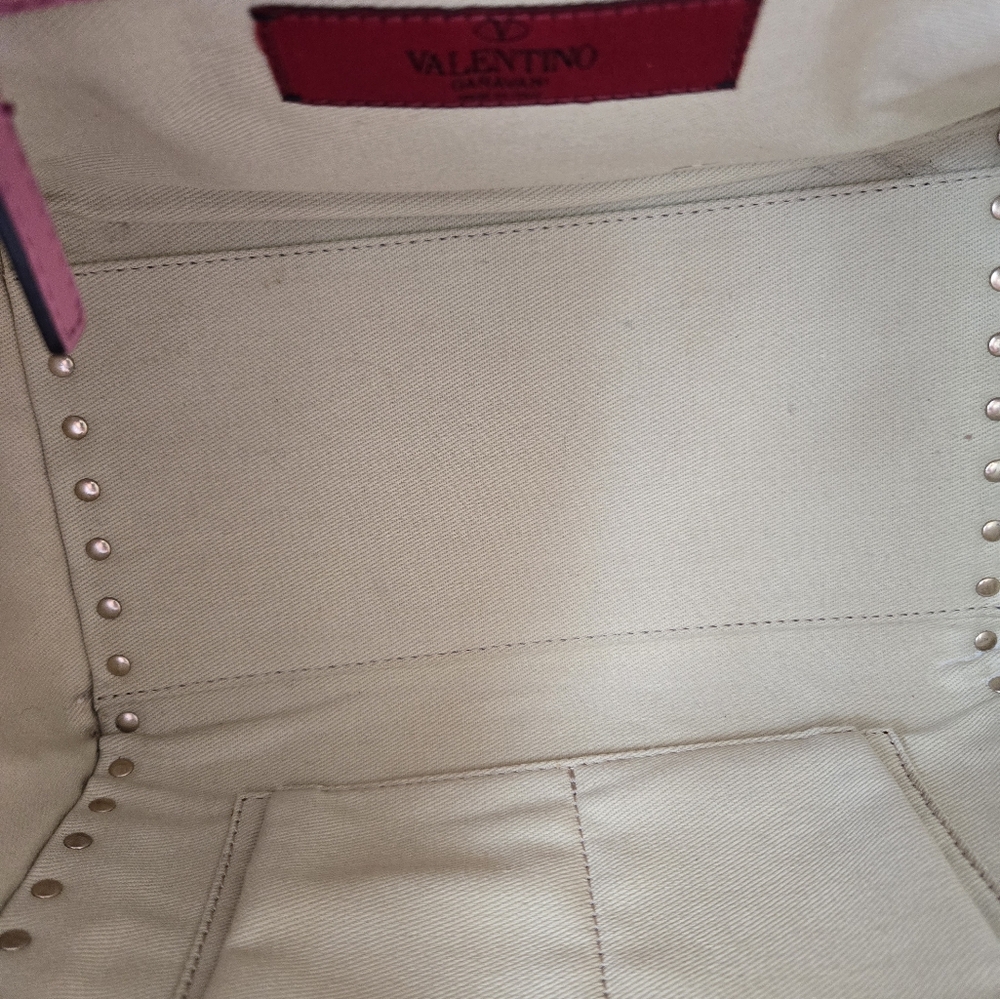 Valentino Pink and Gold Textured Leather Shoulder Bag - Picture 12 of 12